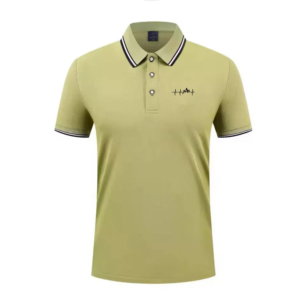 Summer men's 100% polyester fashion Milan print casual knight stripe lapel short-sleeved shirt polo shirt top