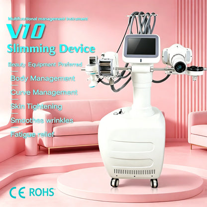 V10 Velashape Six-Handle Body Shaping Machine 40K Radio Frequency Fat Reduction, Body Sculpting and Skin Tightening Device