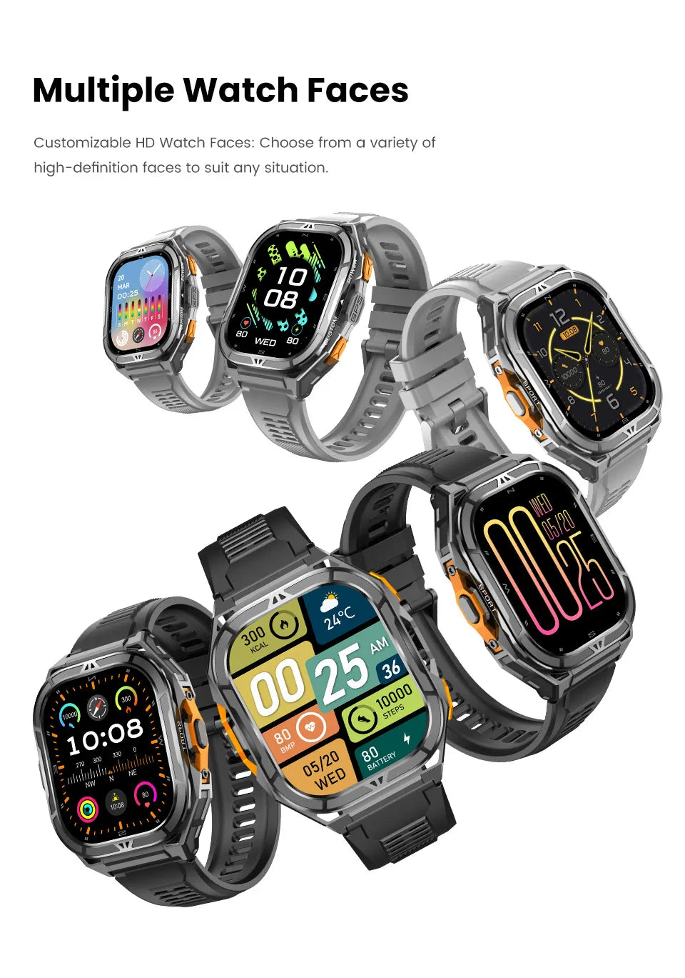 New For XIAOMI Sport Wristband Built-in GPS&Compass BT Call Smartwatch Altimeter Health Monitoring 3ATM Waterproof Swim Watches