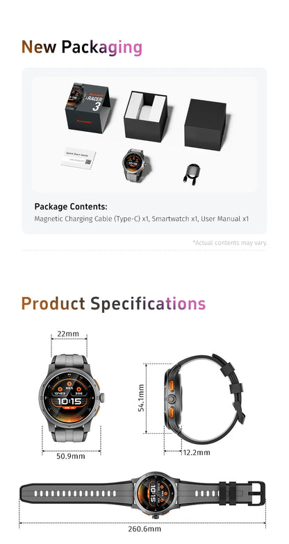 GTR5 Smart Watches AMOLED Bluetooth Call 1.43 inch Large Screen Men Sports Fitness Tracker Heart Rate Health Monitor Smartwatch
