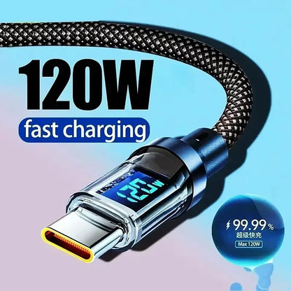 120W Dual USB C Digital Display Cable PD Fast Charging USB Type C to Type-C Cable For iPhone 17 Pro Max Plus Xiaomi Macbook iPad