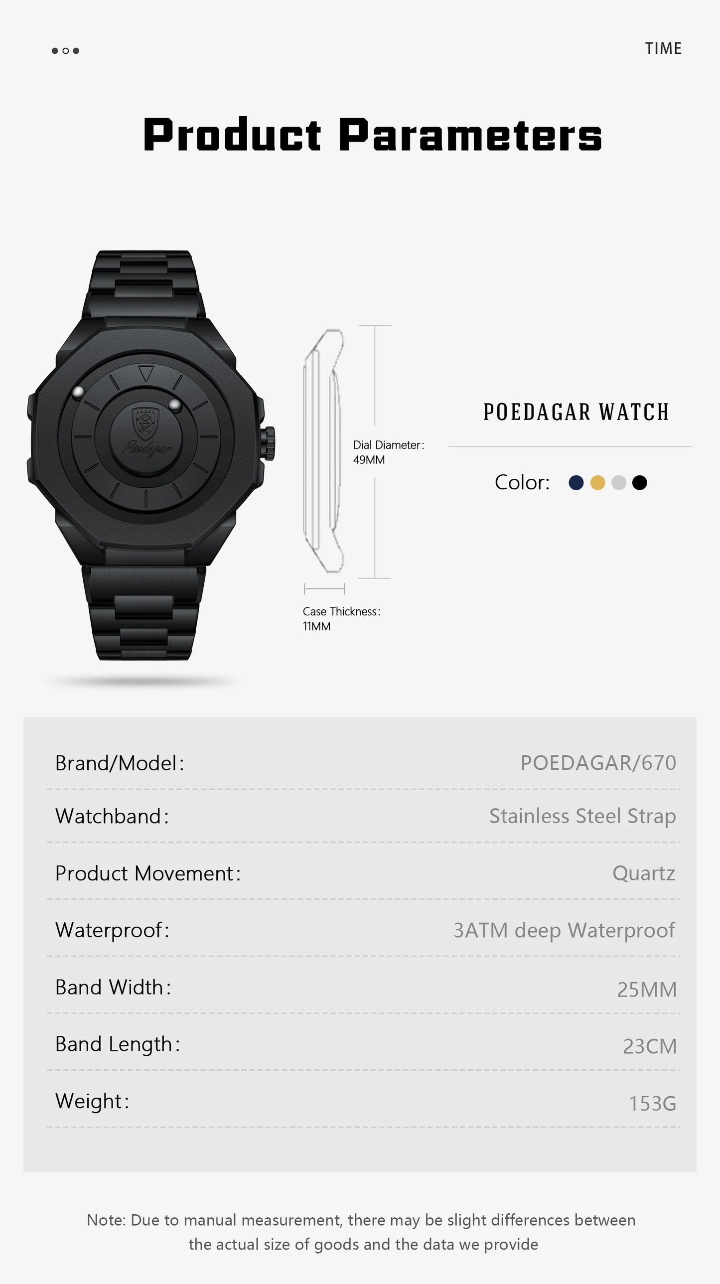 POEDAGAR Top Original Casual Watch For Men Waterproof Luxury Fashion Men's Clock Stainless Steel Man Wristwatch Quartz Sport+Box