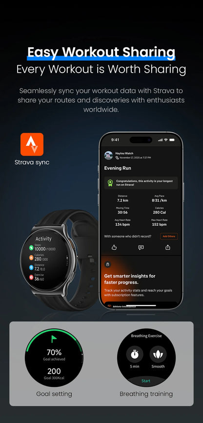 HAYLOU Solar Lite 2 Smartwatch 1.43'' AMOLED Display 24h Health Monitoring 150+ Sports Modes Voice Calling Smart Watch 1ATM