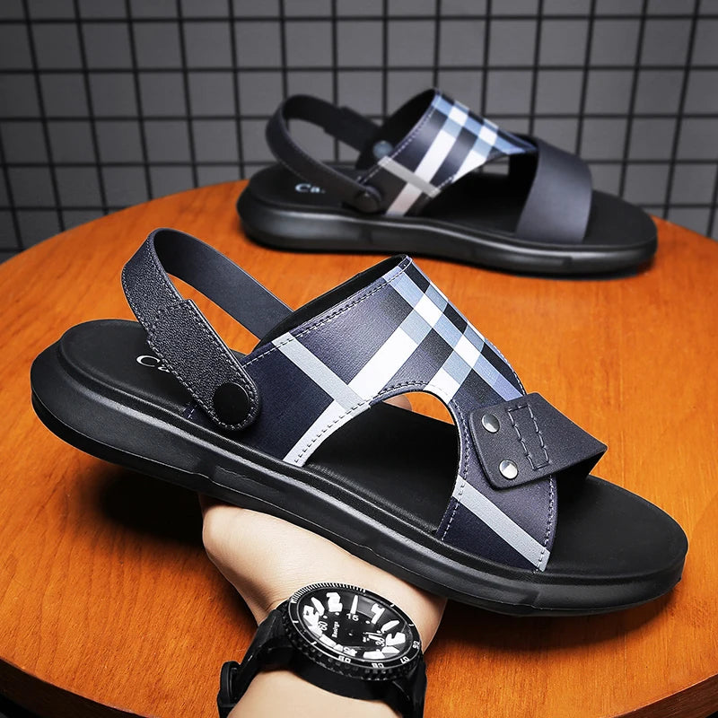 Sandals Men's 2025 New Summer Casual Beach Shoes Indoor and Outdoor Wear Two-Wear Lightweight One-Line Sandals