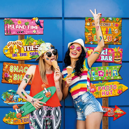 Hawaiian Party Photo Props Decorations Summer Beach Tropical Flamingo Party Supplies Aloha Banner Hawaiian Party DIY Supplies