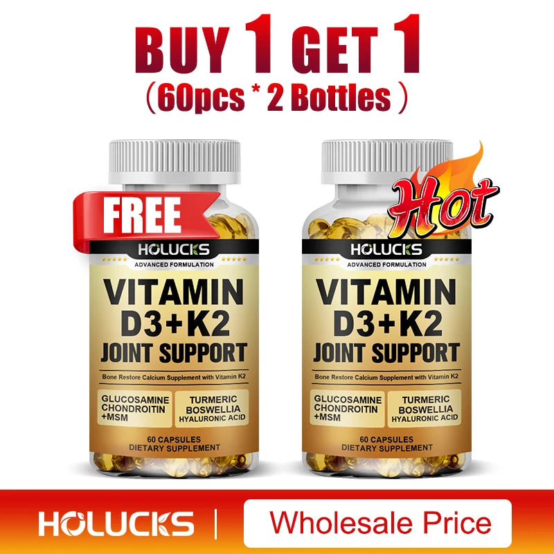 Advanced Joint Support Supplement, with Vitamin D3 K2, for Heart & Bone Health, Mood & Immune Support