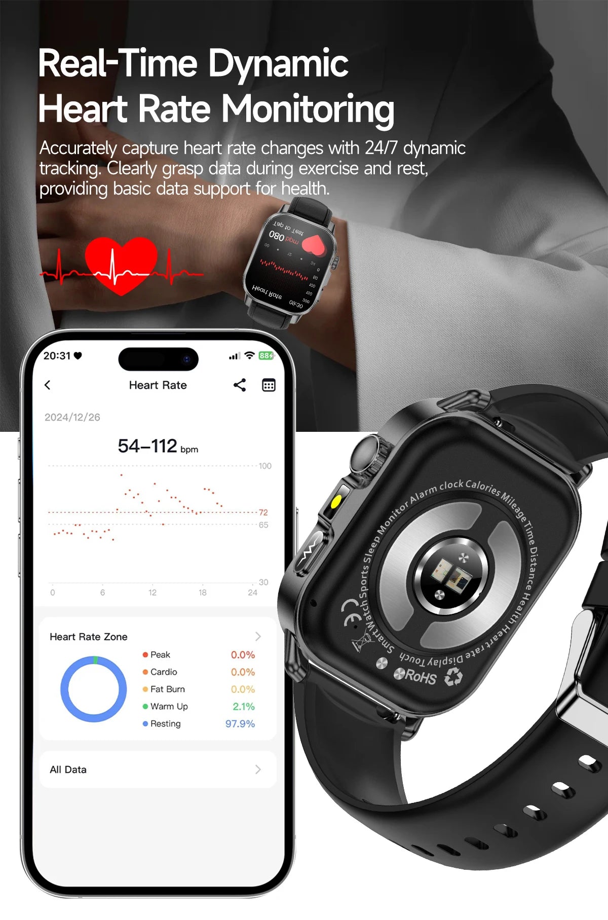 New Professional Health Watch Blood Pressure 2.01"AMOLED Screen Uric Acid Blood Lipids Flashlight Care Smart Watches for Women