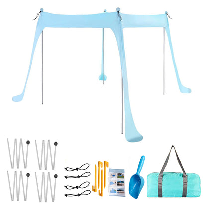Family Beach Canopy ,Large Beach Sunshade Tent with Stability Poles,UPF50+Outdoor Shade for Beach,Camping,Party or Picnics