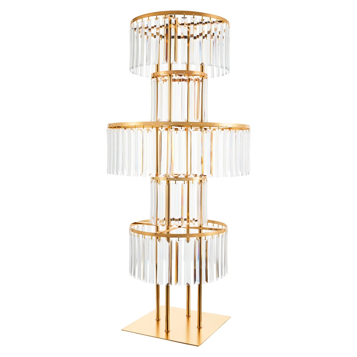 5 Tiers Wedding Centerpieces Flower Stand, 110cm Acrylic Crystal Flower Vase Rack Floor Table Decor Display Holder, Gold/Silver