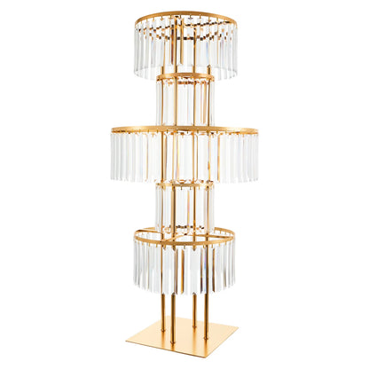 5 Tiers Wedding Centerpieces Flower Stand, 110cm Acrylic Crystal Flower Vase Rack Floor Table Decor Display Holder, Gold/Silver