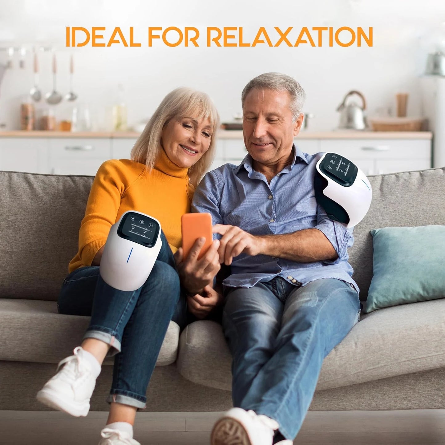Cordless Knee Massager with Heat,Relax Knee Massage Helps Joint Stiff and Discomfort,3 Levels Heat & Vibration 10 Min Auto Off