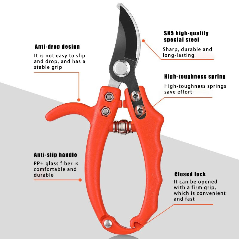 Gardening Branch Scissors Fruit Tree Shears Grafting Pruning for Bonsai Household Garden Non-slip Handle Tools Shears