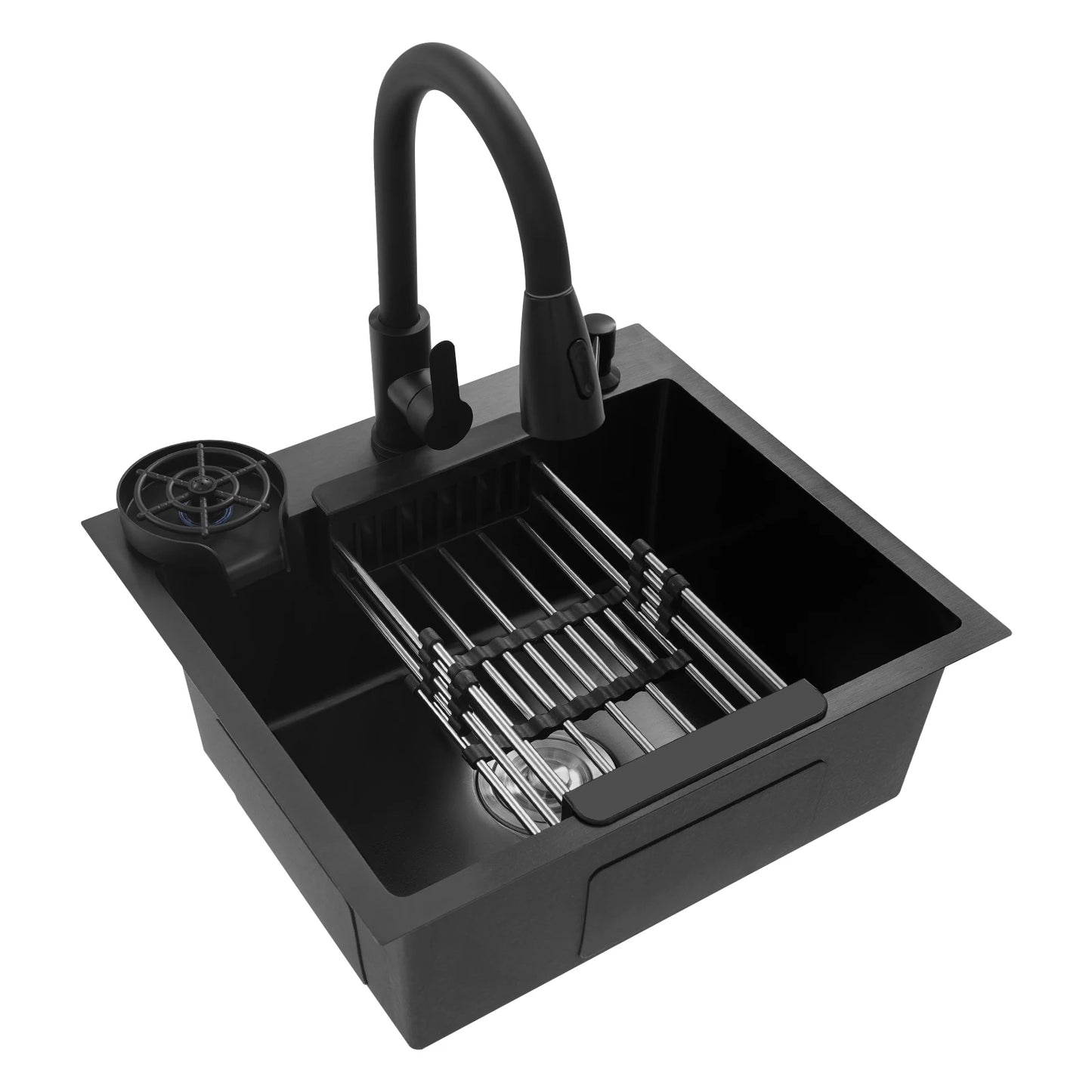 Multi-functional Kitchen Sink with Retractable Faucet, Soap Dispenser and Drip Basket Black Stainless Steel Sink 3 Specification