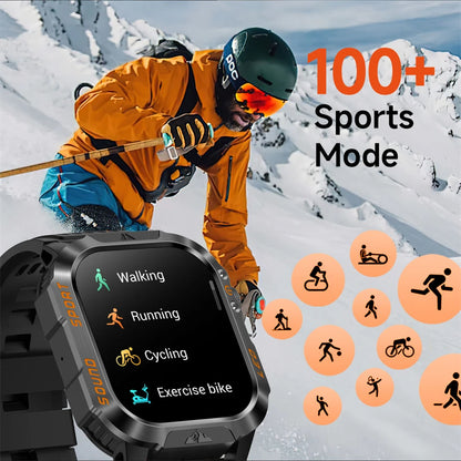 2026 New 1200 mAh Battery Military Smartwatch Men 5ATM Waterproof Fitness Tracker Health Heart Rate Smart Watch For iOS Android