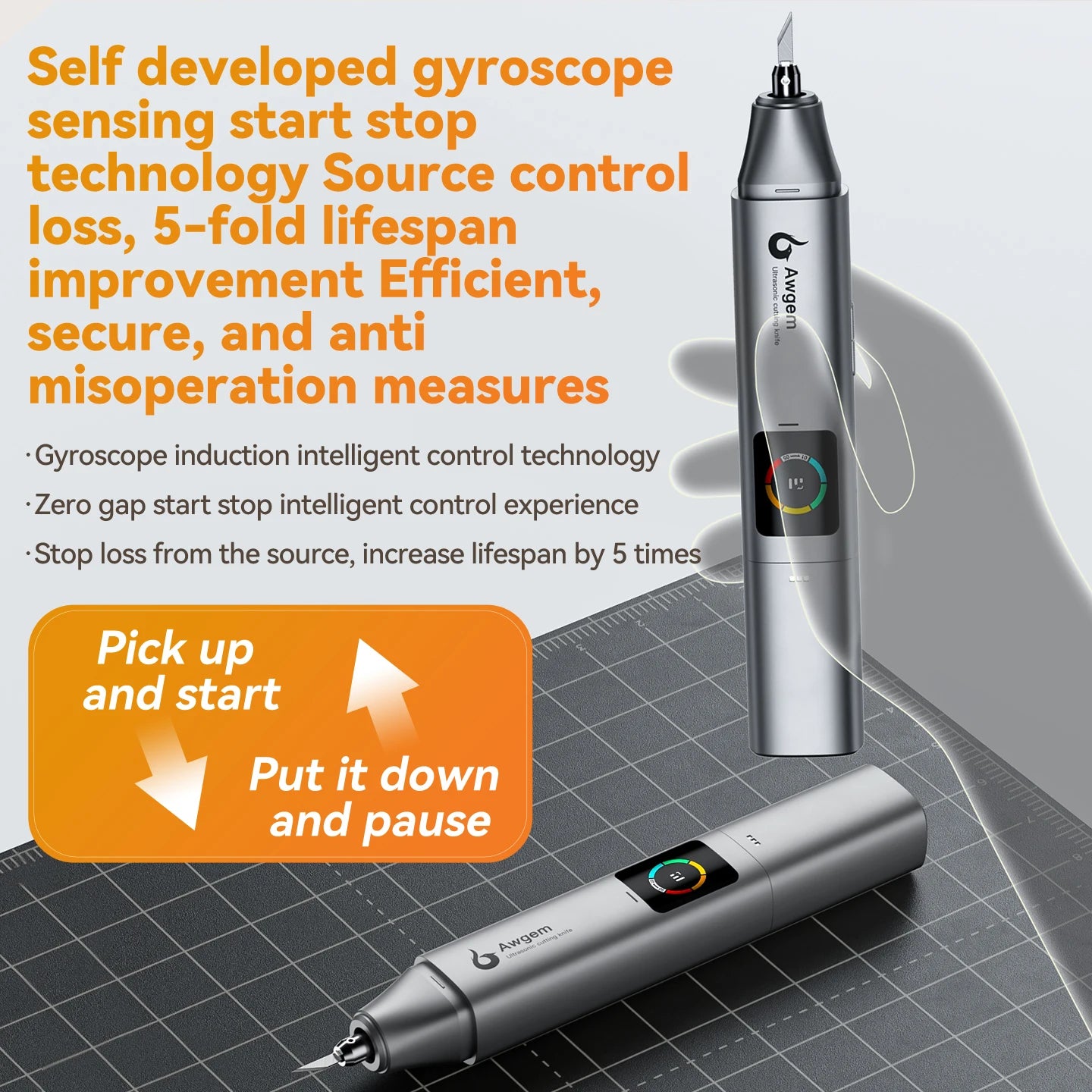 Awgem KE5 Handheld Ultrasonic Cutter Ultrasonic cutting knife DIY Electric Carving Tool for Plastic/Resin/3D Printing/Textile