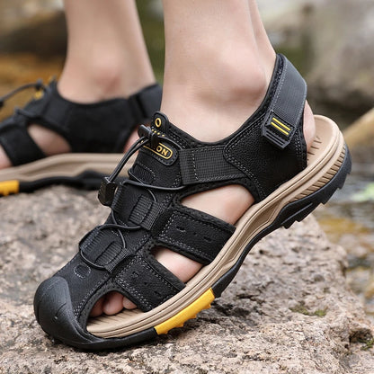 Hot Sale Summer Beach Men's Sandals Handmade Genuine Leather Sandals Outdoor Non-slip Wading Shoes Comfortable Men Casual Shoes