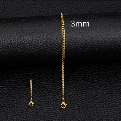 3mm Stainless Steel Cuban Chain Bracelet Men Gold Color Titanium Steel Bracelet Fashion Jewelry Trendy Bracelet For Women