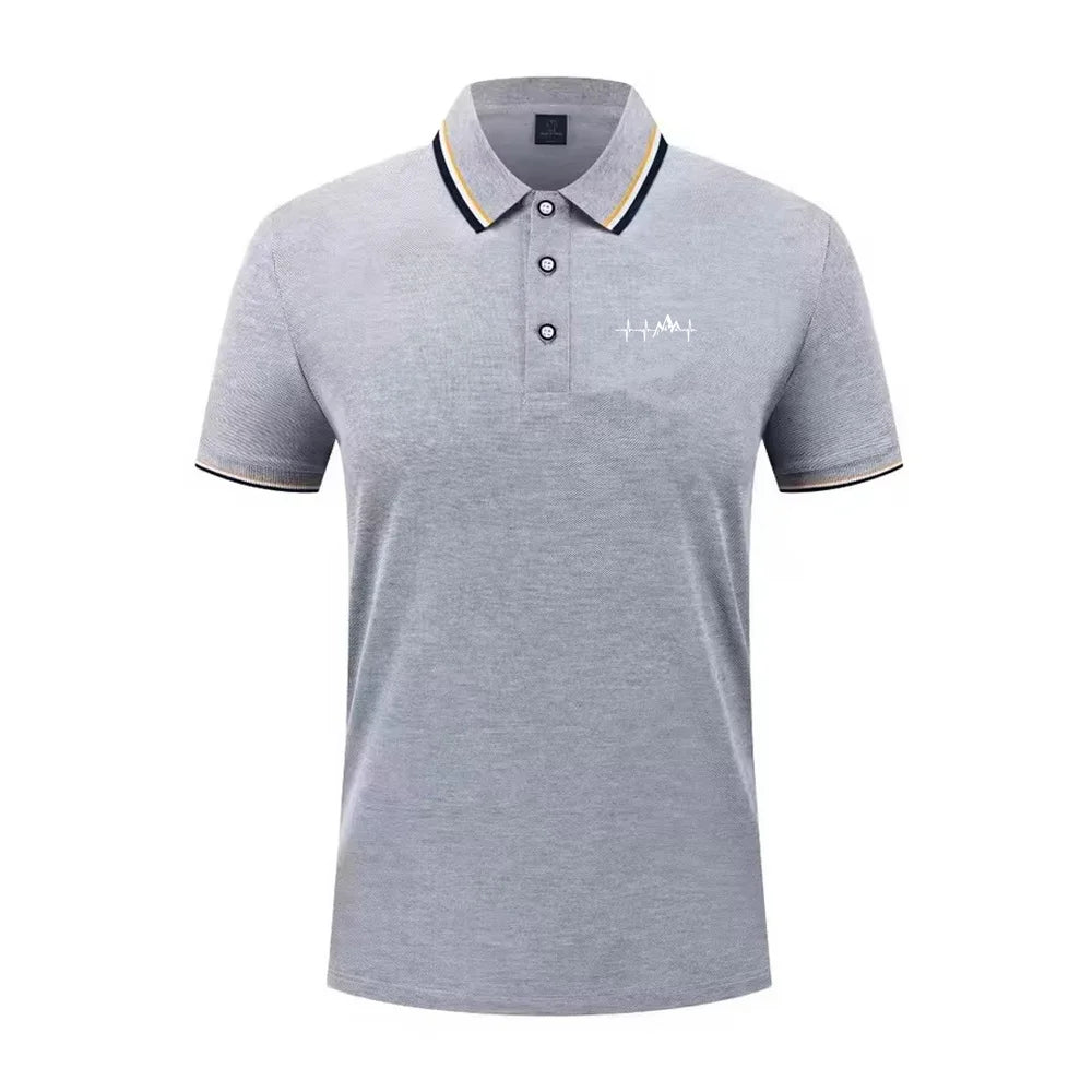 Summer men's 100% polyester fashion Milan print casual knight stripe lapel short-sleeved shirt polo shirt top