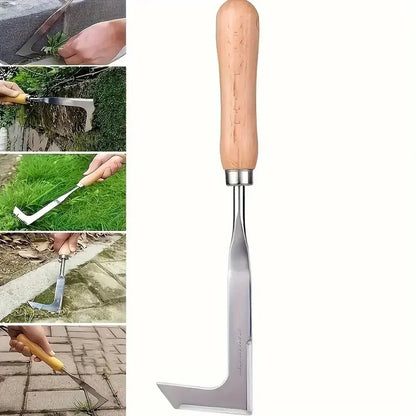 1pc 13.5inch L-shaped Stainless Steel Gap Weeding Tool Garden Hand Tool, For Clearing Weeds On Yard, Patio, Driveway
