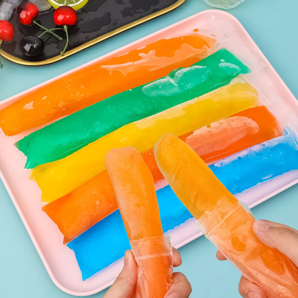 300/50Pcs Disposable Transparent Popsicle Bags Ice Cream Juice Yogurt Chocolate Ice Bags DIY Kitchen Accessories Cool Summer