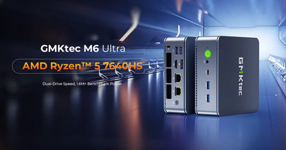 GMKtec M6 Ultra Gaming Mini PC AMD Ryzen 5 7640HS (Upgraded 6600H/6800H) Desktop Mini Computers WiFi 6/BT 5.2, Triple 4K Display