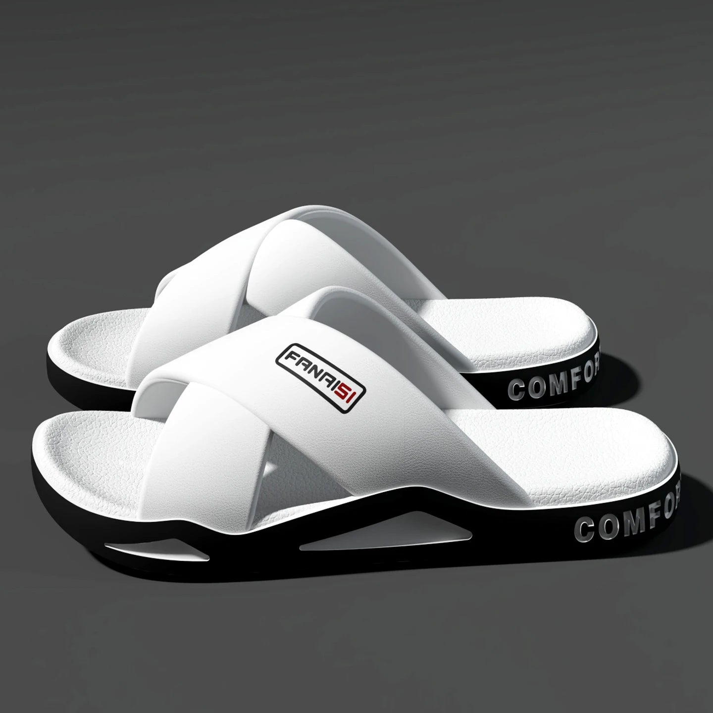 Men's Outdoor Fashion Sandals-Cross Strap Open Toe Slide Sandal,Non-Slip Bath Shower Slippers,Beach Shoes for Swimming & Walking