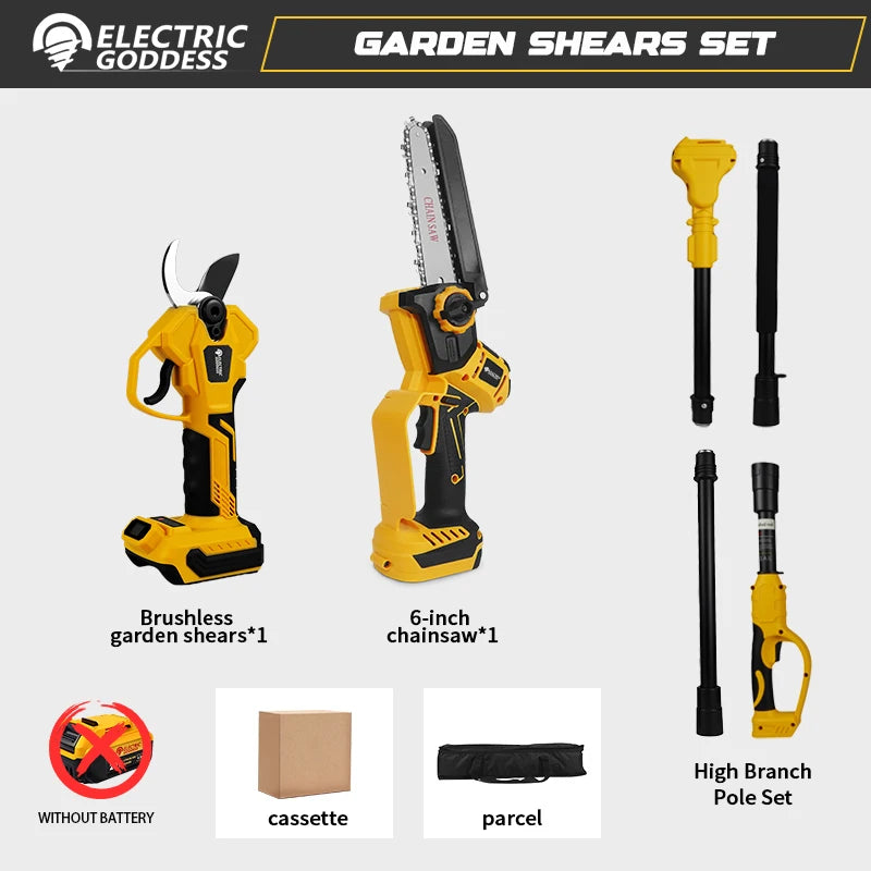Brushless 1380W Electric Chainsaw Telescoping Pole Pruner High Branch Saw Garden Tree Pruning Tool For Dewalt 20V Battery Pin