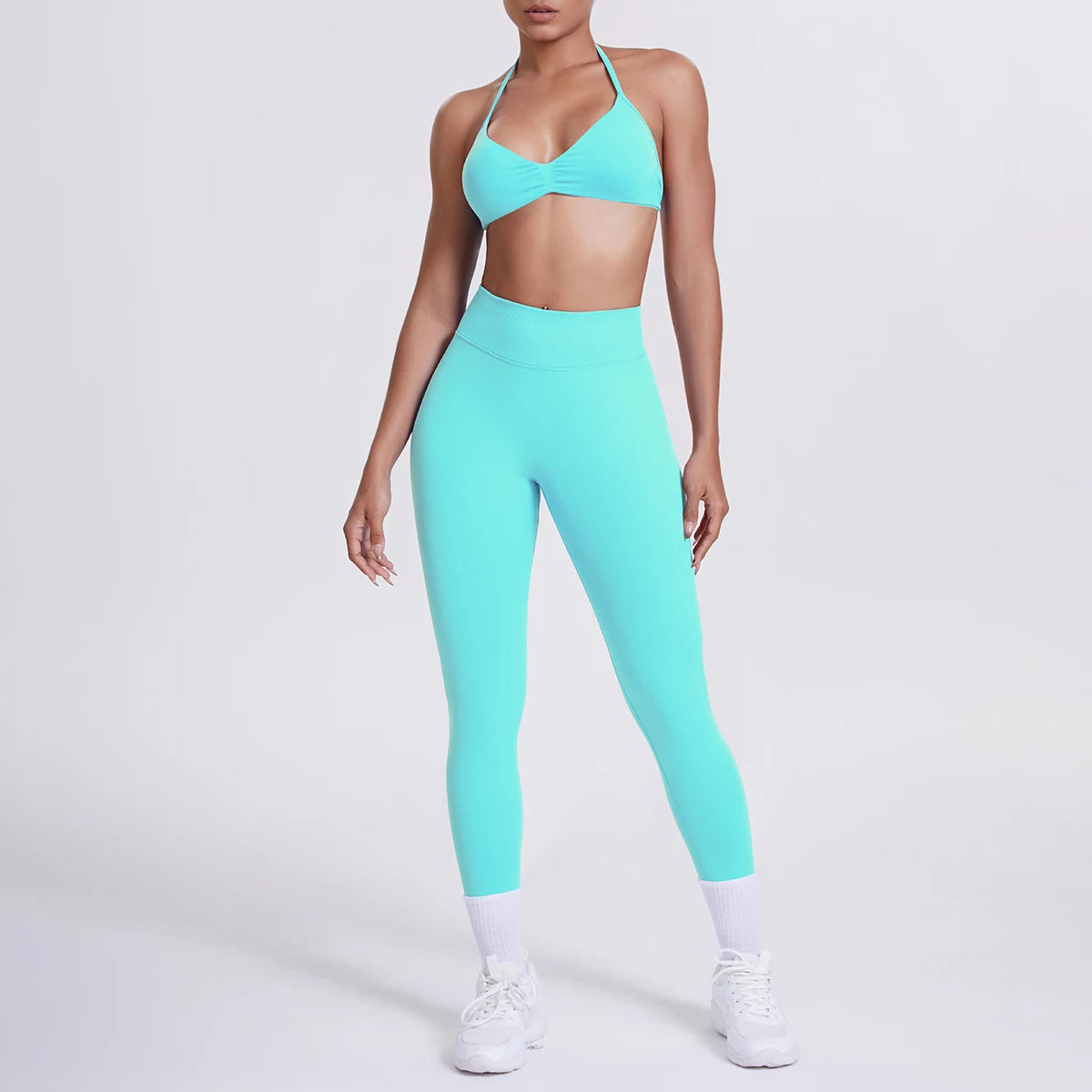 Women 2pcs Patchwork Sport Yoga Suit Training Sleeveless Sport Gym Tops Tummy Control Slimming Booty Leggings Yoga Suit Sports
