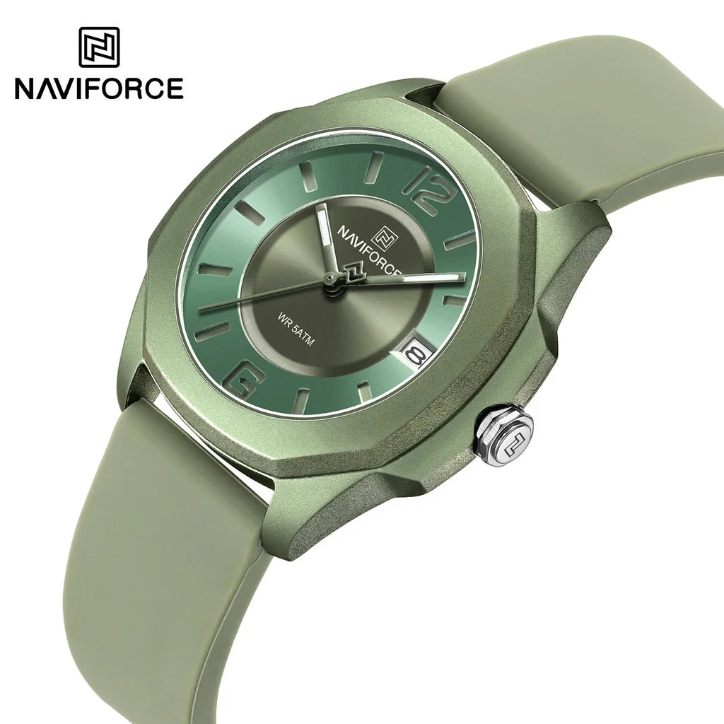 NAVIFORCE NF7107 Watch for Women Silicone Strap Classic Fashion 5ATM Waterproof Ladies Elegant Watch