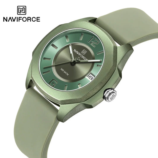 NAVIFORCE NF7107 Watch for Women Silicone Strap Classic Fashion 5ATM Waterproof Ladies Elegant Watch