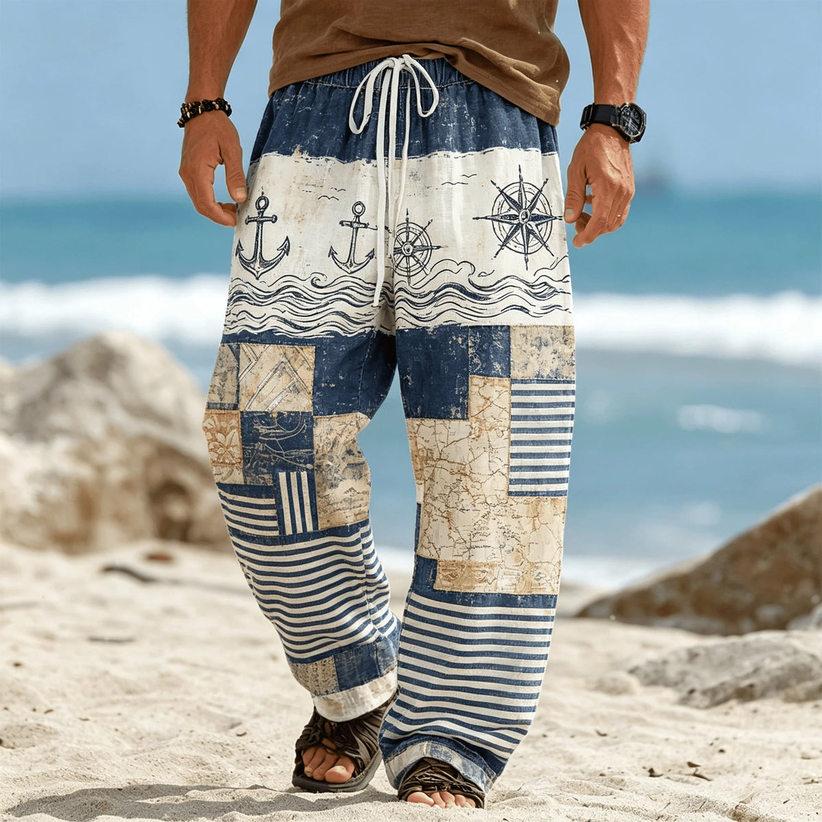 Men's Tribal Patchwork Drawstring Pants — view 8