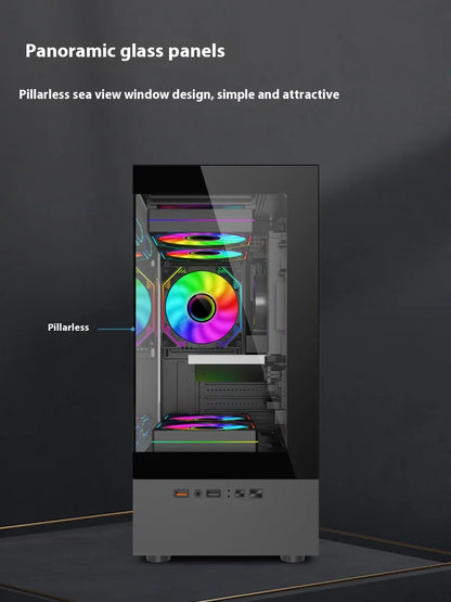 Power Train Illusionary Realm Computer Case M-ATX ITX Seaview Room Side Transparent Desktop Chassis Support 240 Water Cooler