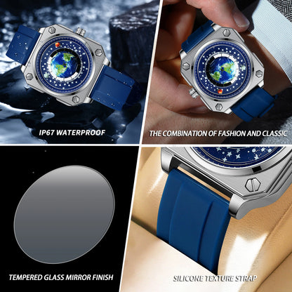 BINBOND Earth&Star Cool Quartz Wristwatches for Men Luminous Waterproof Precise Sports Men's Watch Durable Casual Reloj