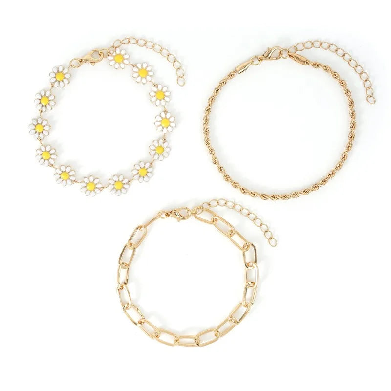 Summer New Daisy Flower Chain Anklets for Women Trendy Beach Starfish Shell Beads Anklet Bracelet On Leg Foot Chain Boho Jewelry