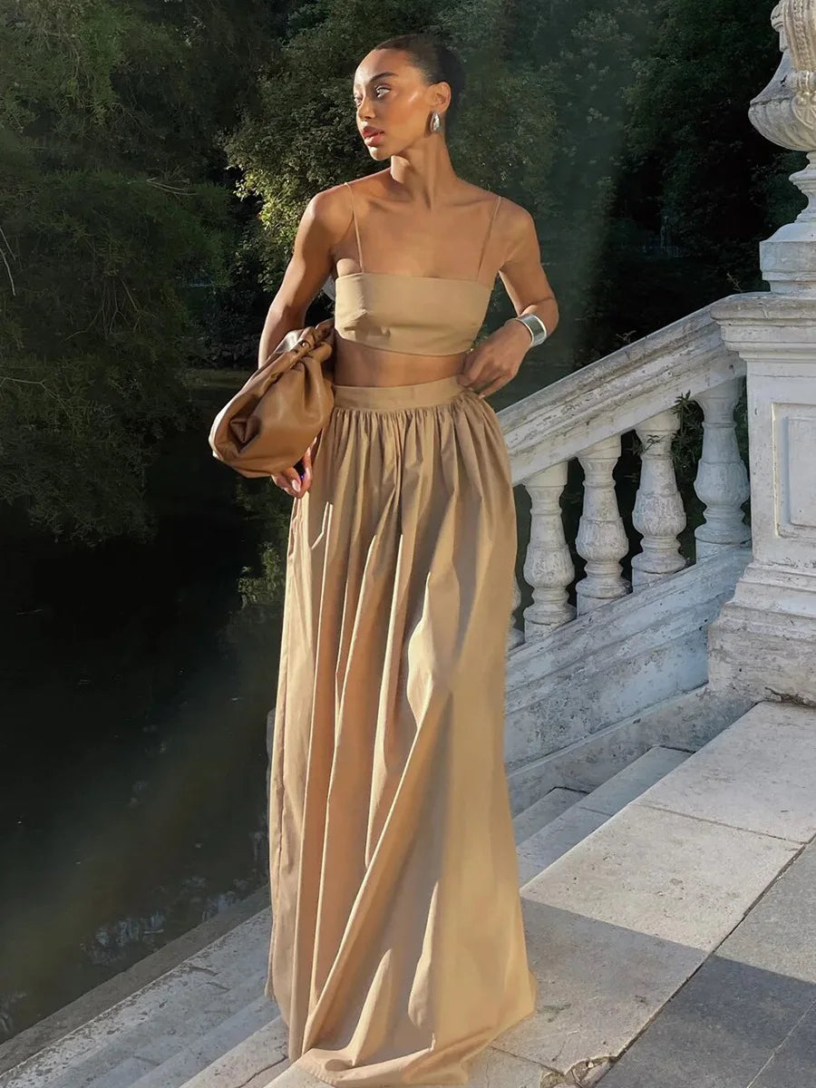 Bornladies 100% Cotton Suspender Underwear Half Long Skirt Set Summer New Beach Style Sexy Stylish Underwear Long Skirt Set