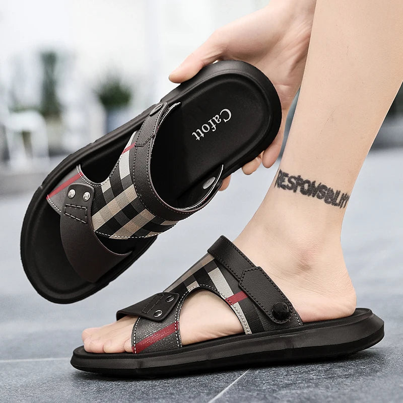 Sandals Men's 2025 New Summer Casual Beach Shoes Indoor and Outdoor Wear Two-Wear Lightweight One-Line Sandals