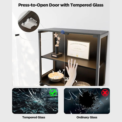5-Tier Display Cabinet, Bookcase with Glass Doors, Dimming LED Lights & Motion Sensor, for Collectible Figures, Customized