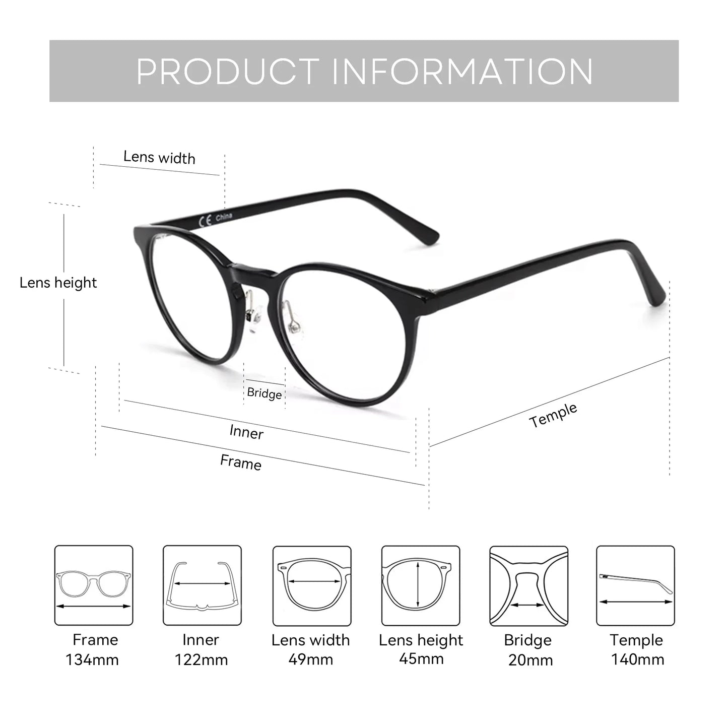 ZENOTTIC (XS Size) Handmade Acetate Round Prescription Eyeglasses Transparent Circular Progressive Optical Glasses for Women Men