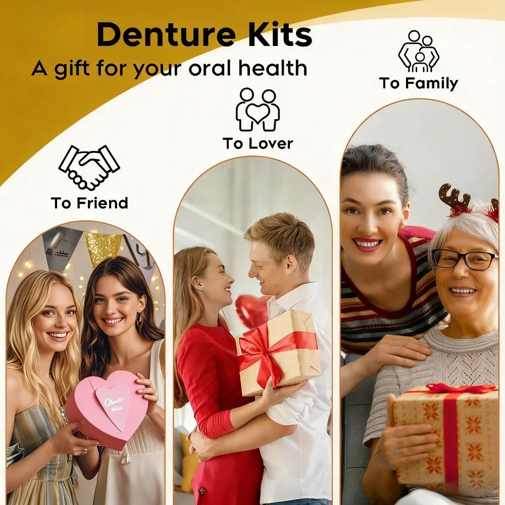Dentures Full Set Natural Upper Lower Braces Silicone Denture Set for Men Women Instant Confident Fake Tooth Oral Hygiene Care