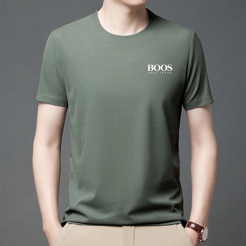 Embroidered New Summer Comfortable Round Neck Short Sleeved T-shirt, Men's Casual and Fashionable Short Sleeved Top