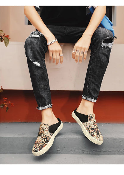 Men's canvas slippers summer new breathable outdoor soft-sole casual slippers party sandals Joker tide half slippers cloth shoes