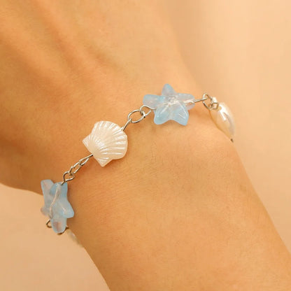 Bohemia Fashion Colorful Natural Stone Shells Starfish Conch Splicing Beaded Bracelet for Women Summer Beach Ocean Jewelry Gifts