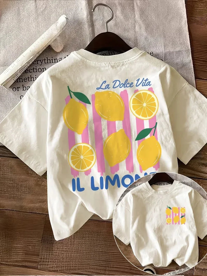 Kids' Lemon Print Cotton T-Shirt — product image
