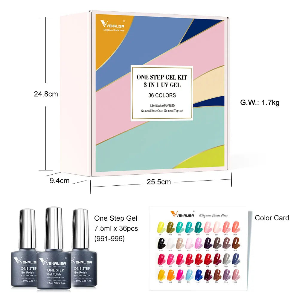 Venalisa Color Gel Nail Polish VIP Kit Full Cover Enamel For Nail Manicure Glitter Sparkle UV Gel Soak Off Nail Gel Polish 7.5ml