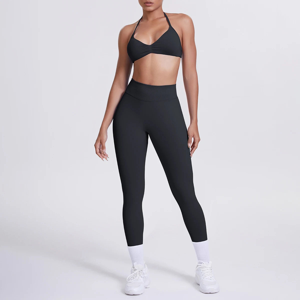 Women 2pcs Patchwork Sport Yoga Suit Training Sleeveless Sport Gym Tops Tummy Control Slimming Booty Leggings Yoga Suit Sports