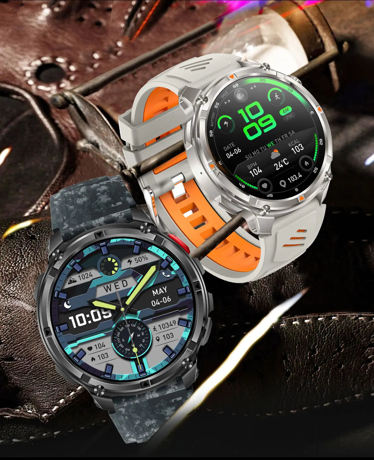 2026 T-Rex3 Ultra 1100mAh Battery 170+Sport Fitness LED Flashlight IP68 Waterproof Bluetooth call GPS track Smartwatch Compass