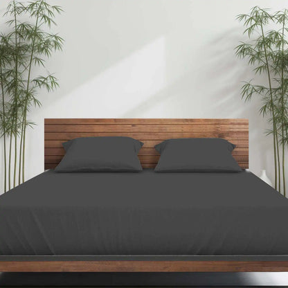 Emircey 3Pcs Bamboo Fitted Sheet Set Cooling Breathable Bedding Silky Soft Mattress Cover with 2 Pillowcases Deep Pocket Bottom Sheet for Home Bedroom Dorm Spring Summer Sleep Gift