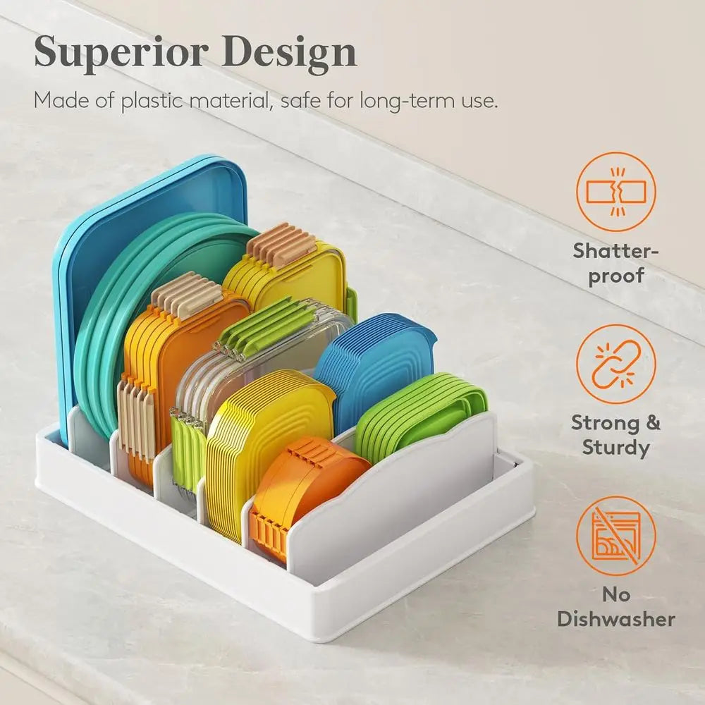 Kitchen Cabinet Organizer with 6 Adjustable Dividers & 7 Sections for Pantry Storage, Large, 13 x 10