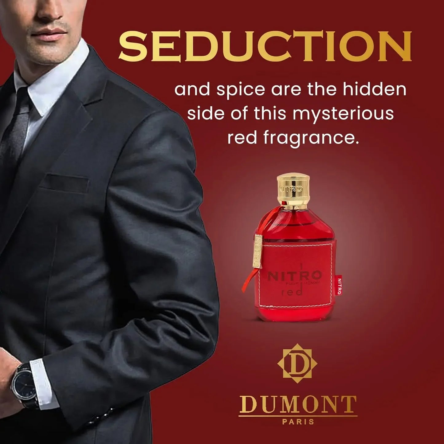 Dumont Nitro Red EDP 100ml Unisex Perfume Fresh Fruity Woody Long Lasting Luxury Scent 3.4oz Vaporisateur Spray Buy Now Best New