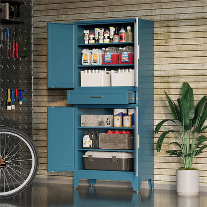 71'' Tall Metal Pantry Cabinet with Drawer, Kitchen Storage Cabinet with 4 Doors and Shelves, Freestanding, Customized
